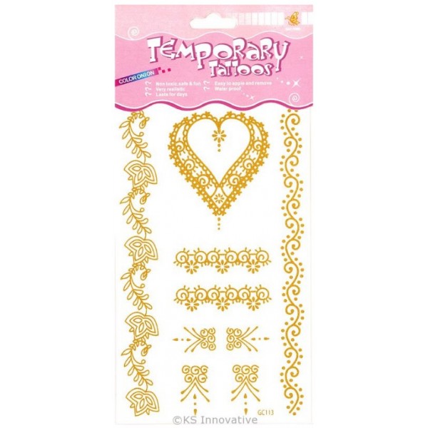 Temporary Glitter Tattoo - Gold Mix Pack of 5