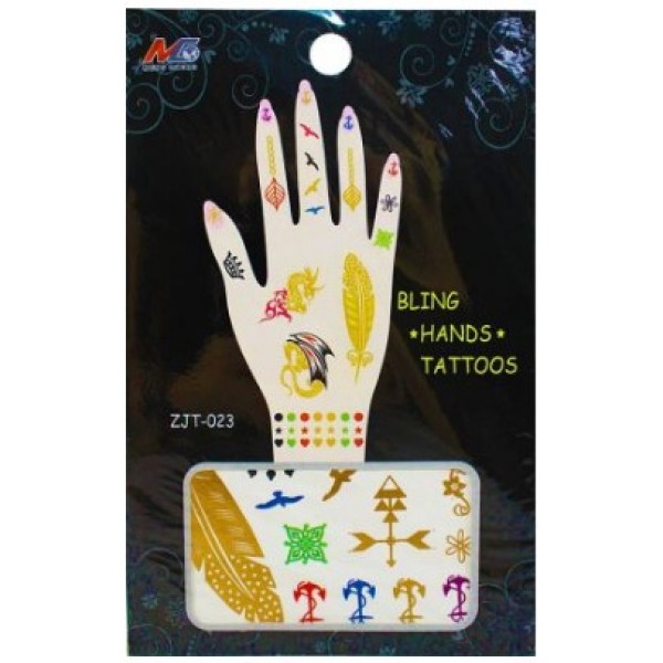 Temporary Hand Bling Tattoo Mix Pack of 5