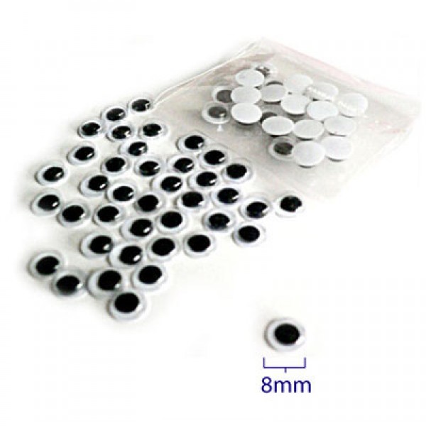 8mm Wiggly Eye Pack of 100