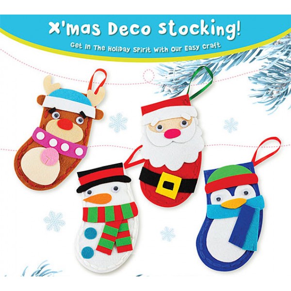 Felt Christmas Deco Stocking Kit - Pack of 4