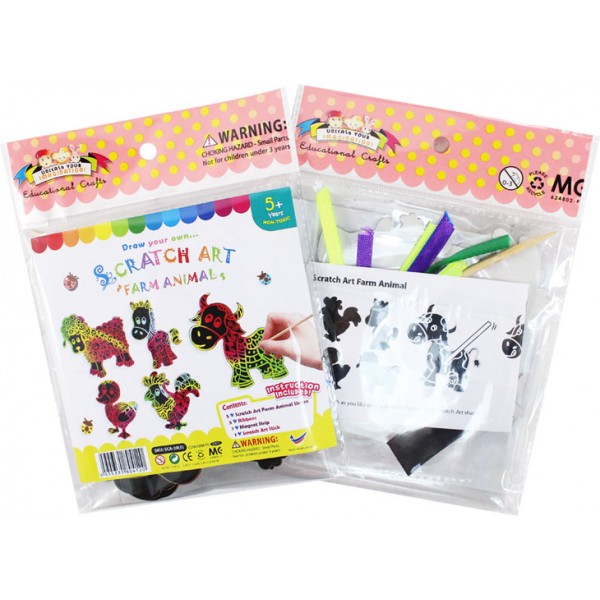 Scratch Art Farm Animal Kit 5 Pack